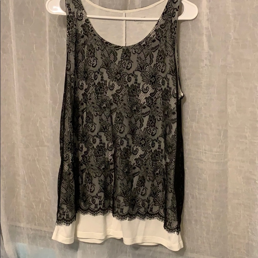 Loft black lace tank top